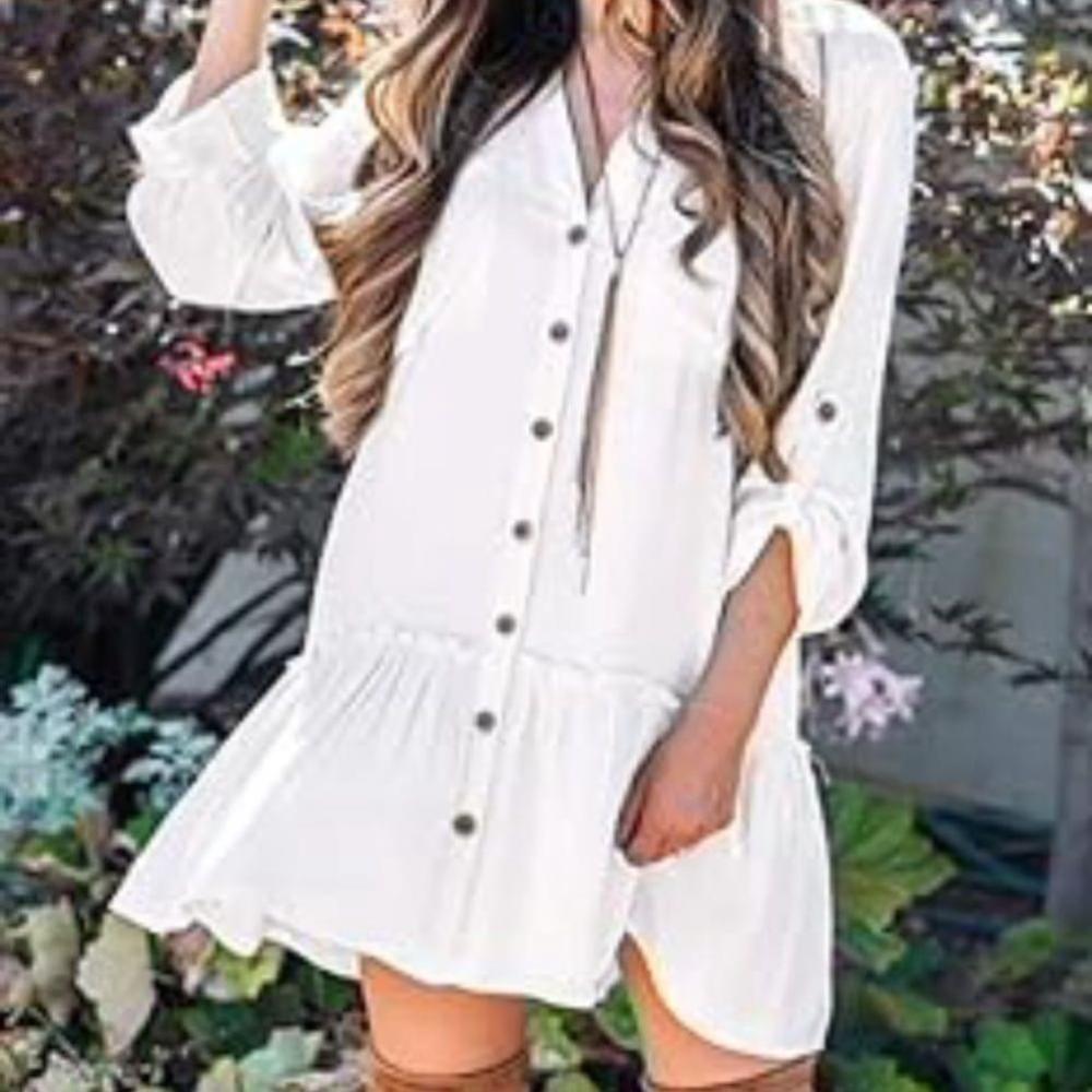 Banana republic Petite Flounce-Hem Dress (XS- Transition Cream White) - Picture 3 of 7